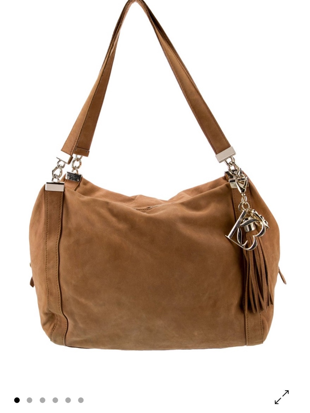 L.K. Bennett Tan Suede Hobo Shoulder Bag Tassel Large Brown Slouchy